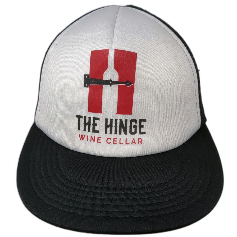 District Trucker Hat Black One Size Mesh Back The Hinge Wine Cellar Graphic